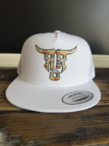 White “Tribal” print Logo hat