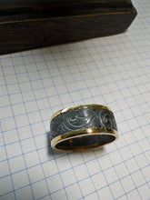 Load image into Gallery viewer, Sterling silver and 14k yellow gold antiqued wedding band —Deposit only. Read description
