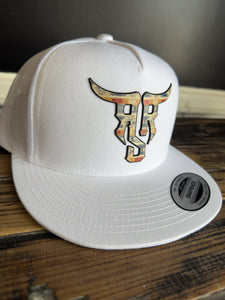White “Tribal” print Logo hat