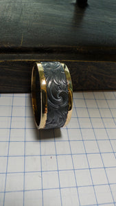 Sterling silver and 14k yellow gold antiqued wedding band —Deposit only. Read description