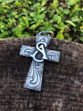 Load image into Gallery viewer, Sterling silver Cross pendant with Initials or Brand