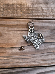 Engraved Sterling Silver Texas pendant With initial(s) or Brand